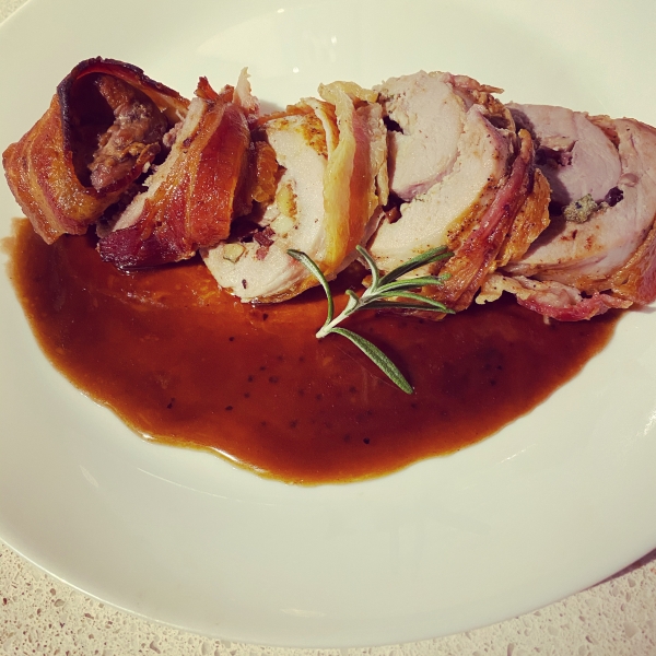 Bacon-Wrapped Cranberry Walnut Pork