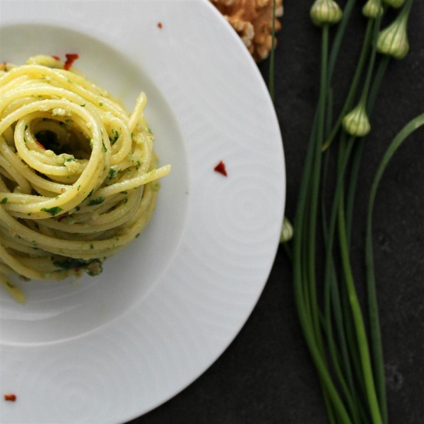 Spinach and Garlic Scape Pesto