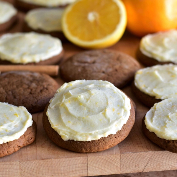 Gingerbread Cookies with Orange Buttercream Frosting