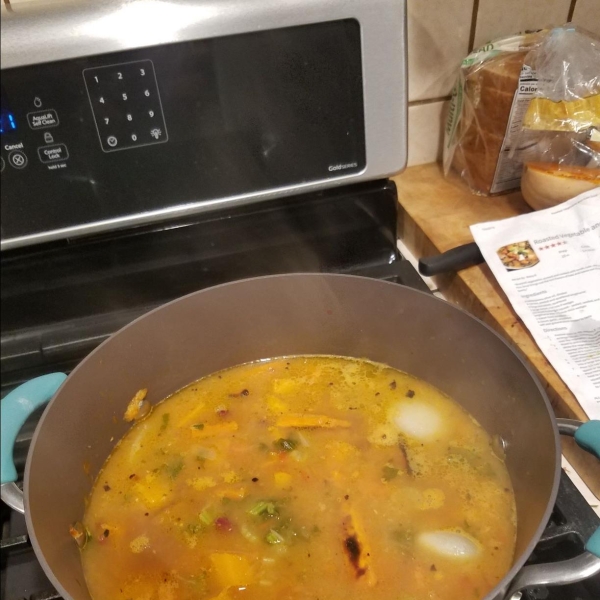 Roasted Vegetable and Kale Soup