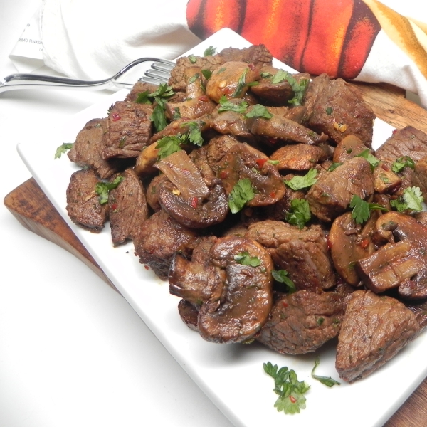 Air Fryer Steak and Mushrooms