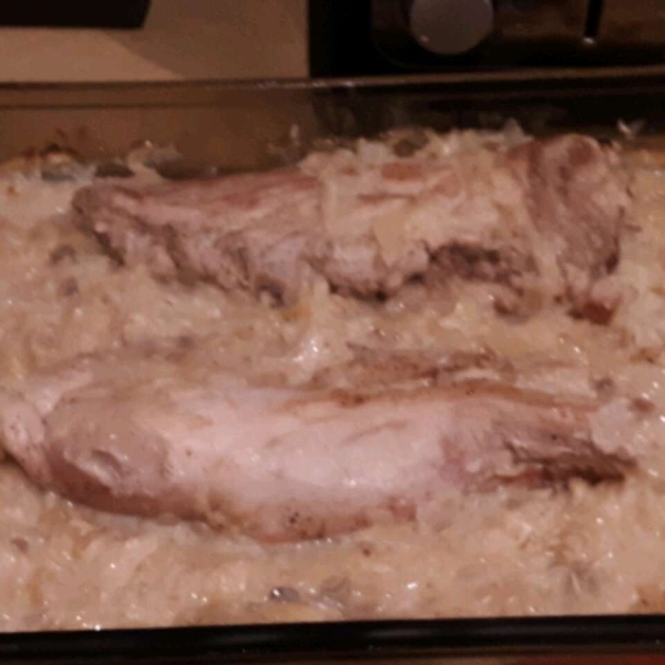 Vern's Roasted Pork Loin Over Sauerkraut