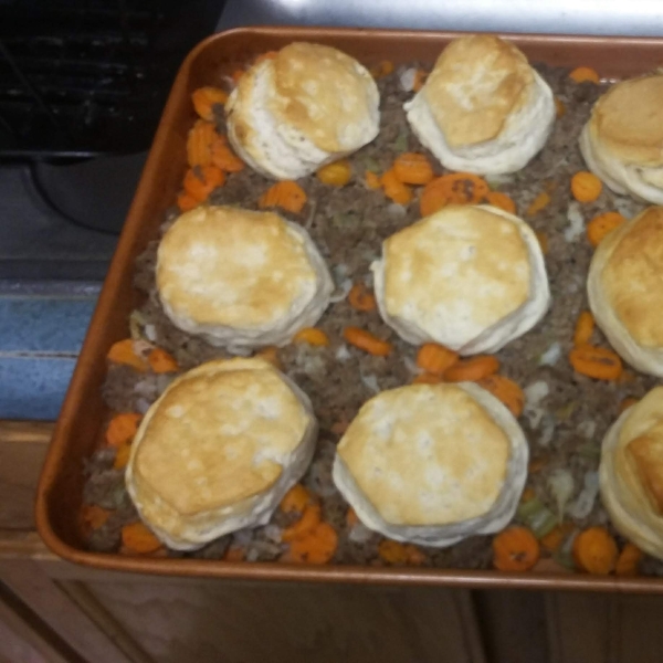 Retro Ground Beef Casserole with Biscuits