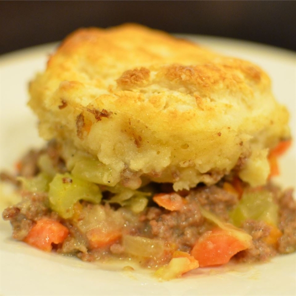 Retro Ground Beef Casserole with Biscuits