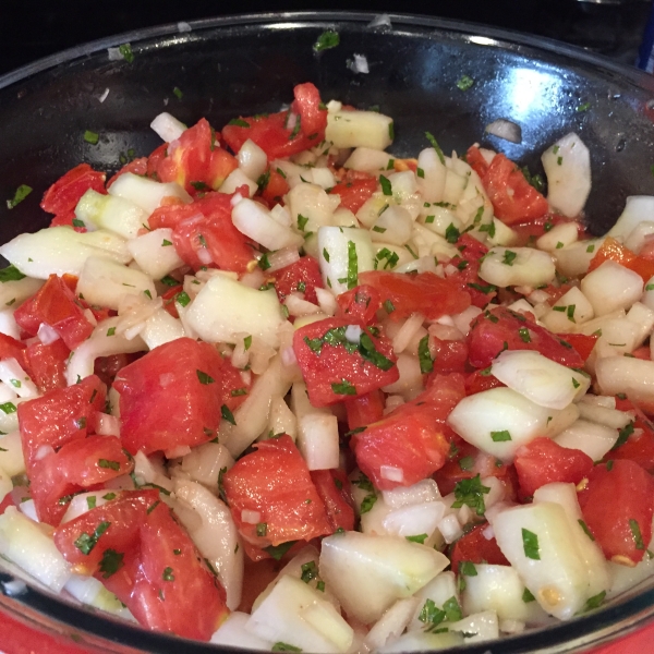 Tomato, Cucumber and Red Onion Salad with Mint