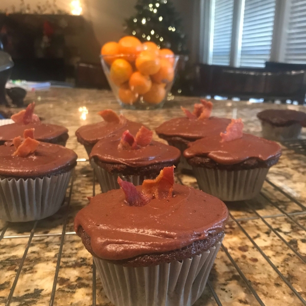 Dark Chocolate Bacon Cupcakes