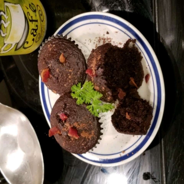 Dark Chocolate Bacon Cupcakes