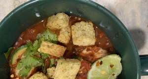 Spicy Shrimp Tortilla Soup with Zucchini Noodles