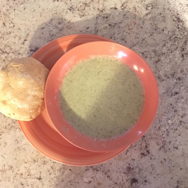 Simple Broccoli Soup with Cheddar Croutons