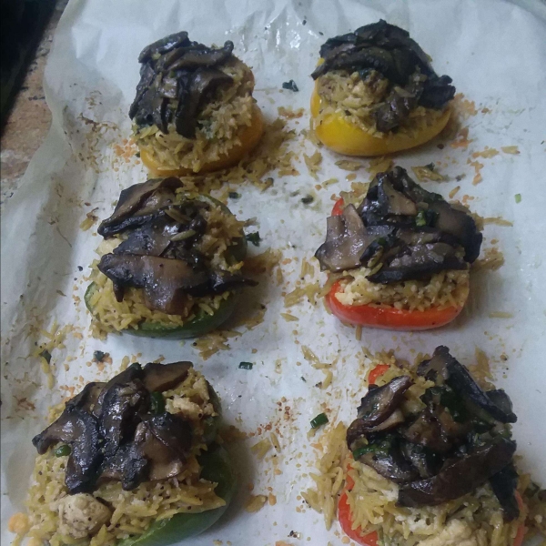 Orzo and Chicken Stuffed Peppers