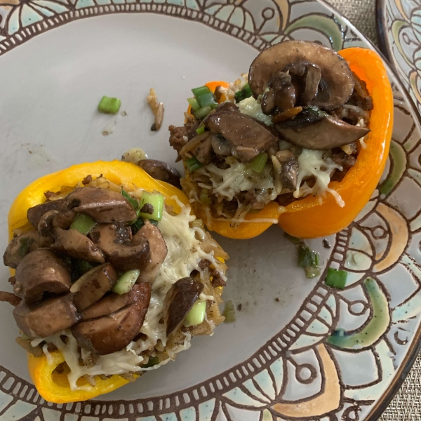 Orzo and Chicken Stuffed Peppers