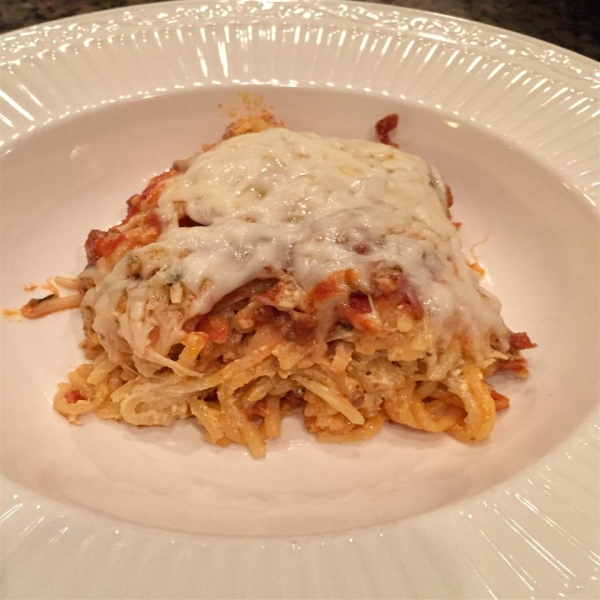 Baked Cream Cheese Spaghetti Casserole