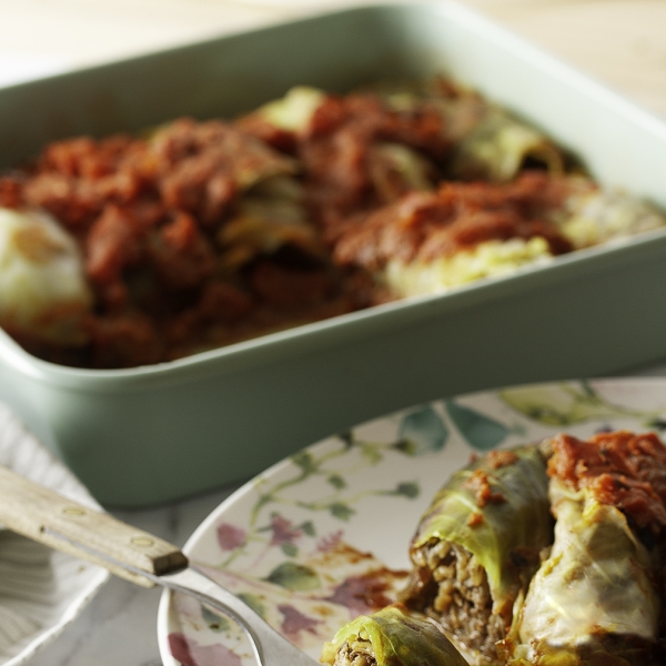 Vegan Mushroom-Stuffed Cabbage Rolls