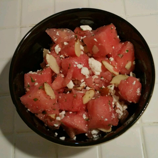 Watermelon, Almond, Feta and Mint Salad