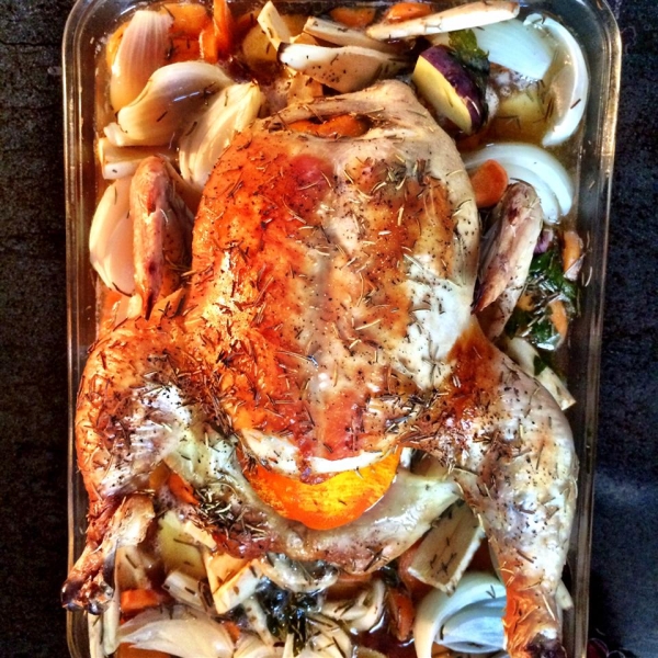 Slow Drunk Roasted Chicken