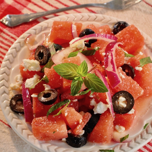 Watermelon Salad with Mint Dressing