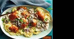 Chicken with Mushrooms, Prosciutto, and Cream Sauce