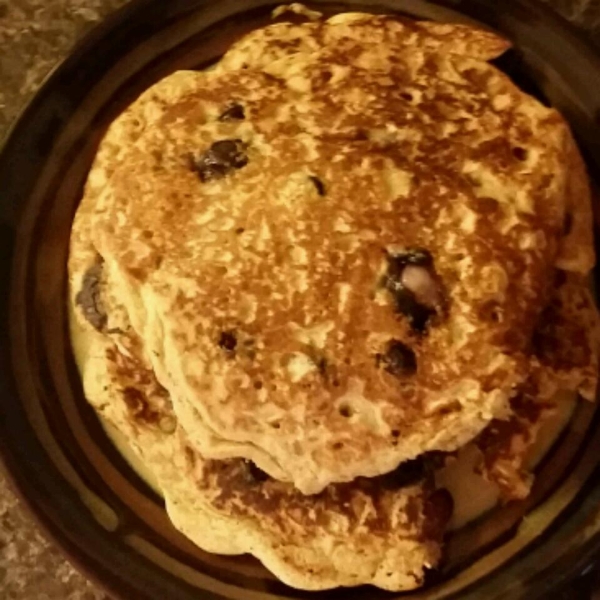 Oatmeal and Wheat Flour Blueberry Pancakes