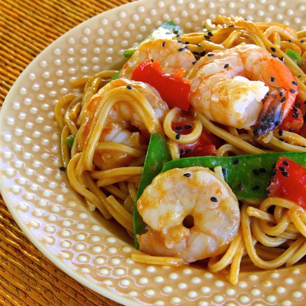 Spicy Thai Shrimp Pasta