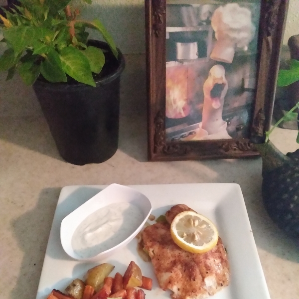 Hudson's Baked Tilapia with Dill Sauce