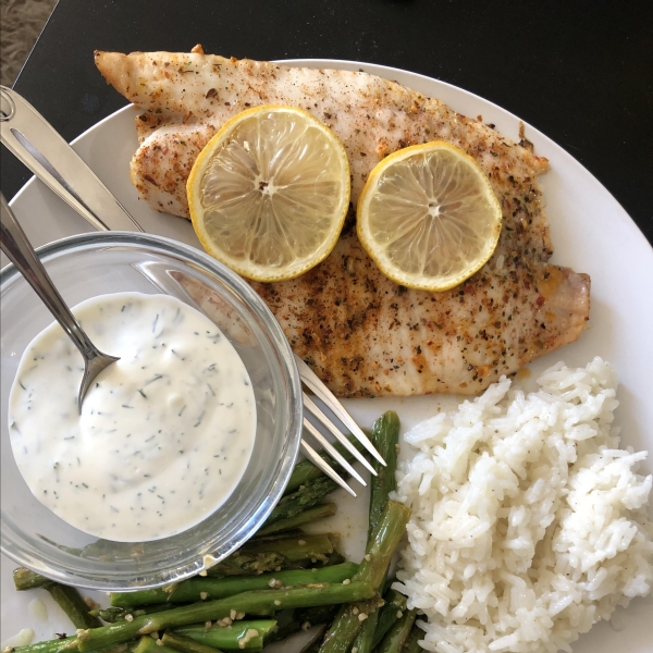 Hudson's Baked Tilapia with Dill Sauce