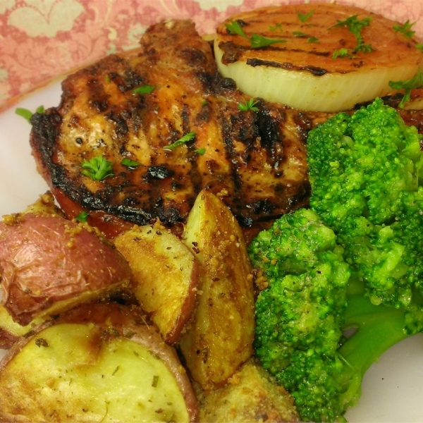 Grilled Pork Chops and Onions