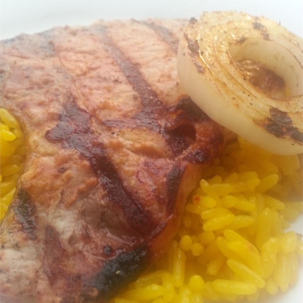 Grilled Pork Chops and Onions