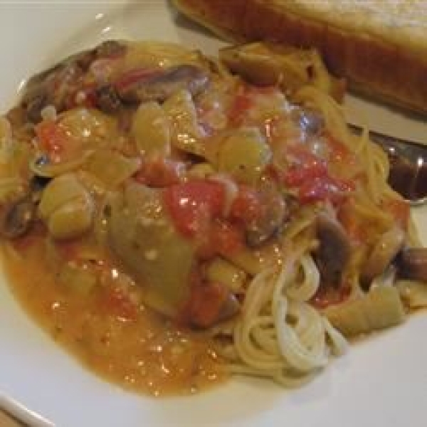 Tomato Alfredo Sauce with Artichokes