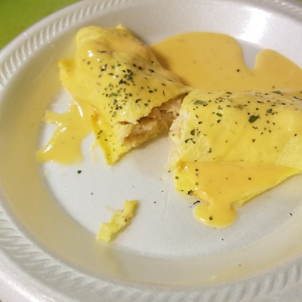 Seafood Omelets with Creamy Cheese Sauce