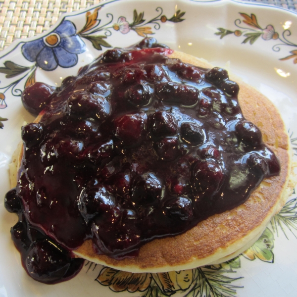 Lemon Ricotta Pancakes with Blueberry Sauce