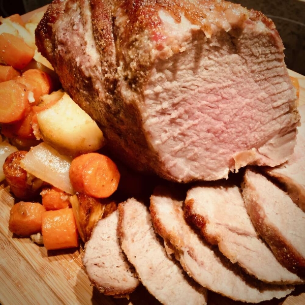 Brown Sugar and Garlic-Rubbed Roast Pork and Vegetables