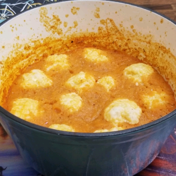 Cheddar Dumpling Tomato Soup