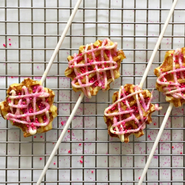 Mini Waffle Pops with Candy Sprinkles