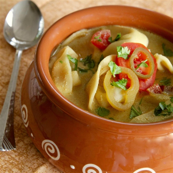 Cheese Tortellini in Curried Coconut Milk