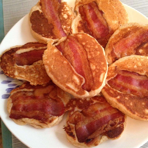 Bacon Pancake Strips with Maple-Peanut Butter Sauce