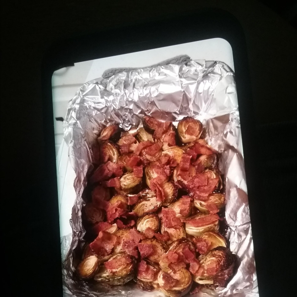 Maple Roasted Brussels Sprouts with Bacon