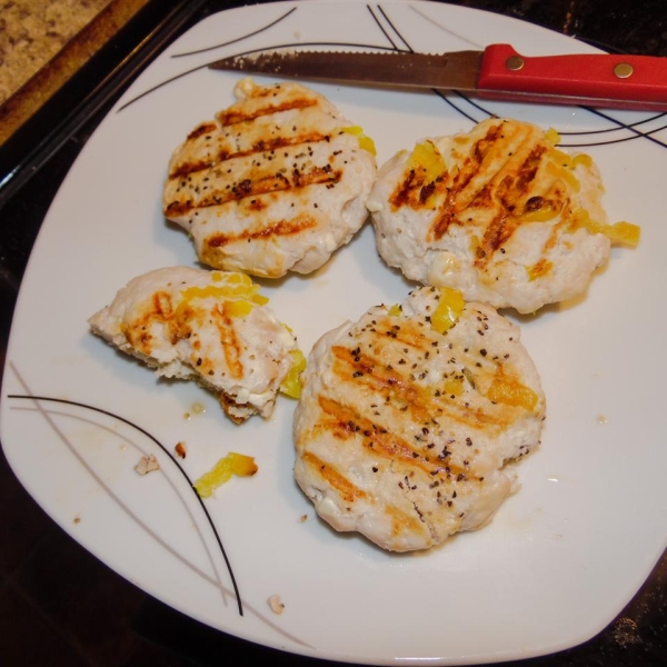 BBQ Feta and Hot Banana Pepper Turkey Burgers