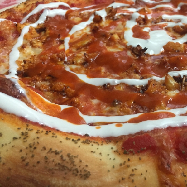 Buffalo Cauliflower Pizza with Celery Seed Crust