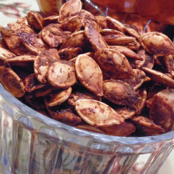 Roasted Winter Squash Seeds Buffalo Hot Wings-Style