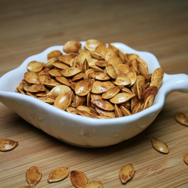 Roasted Winter Squash Seeds Buffalo Hot Wings-Style