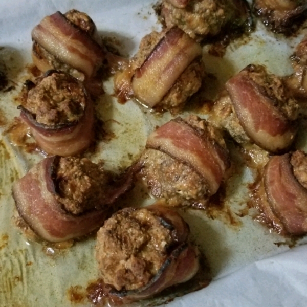 Giant Bacon-Wrapped Meatballs