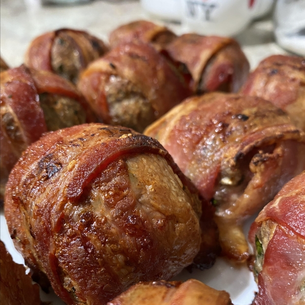 Giant Bacon-Wrapped Meatballs