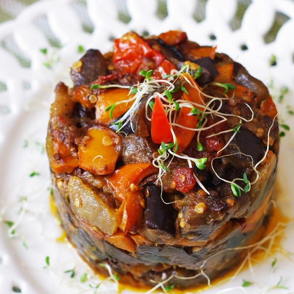 Roasted Eggplant and Bell Pepper Salad