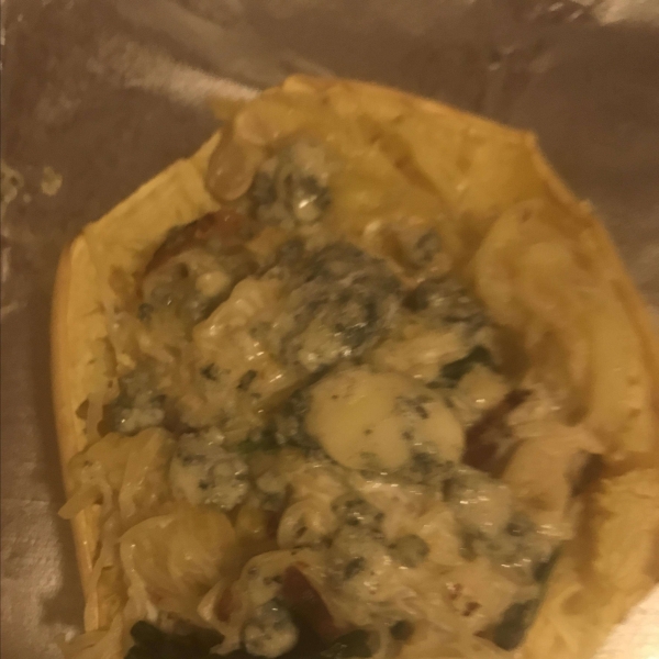 Keto Spaghetti Squash with Bacon and Blue Cheese