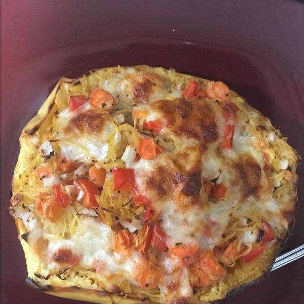 Keto Spaghetti Squash with Bacon and Blue Cheese