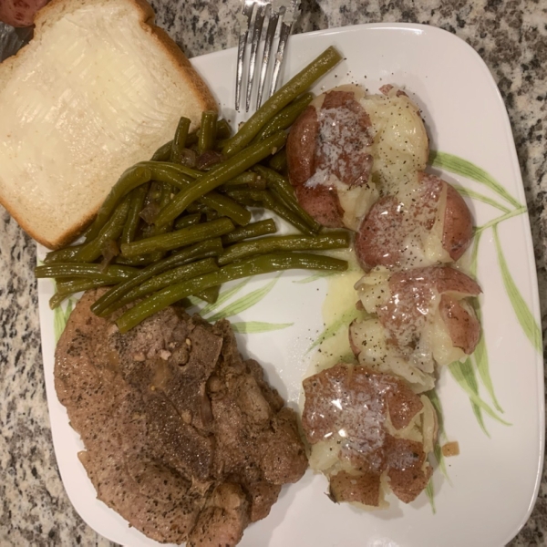 Pressure Cooker Bone-In Pork Chops, Baked Potatoes, and Carrots