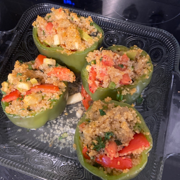 Vegetarian Stuffed Red Bell Peppers