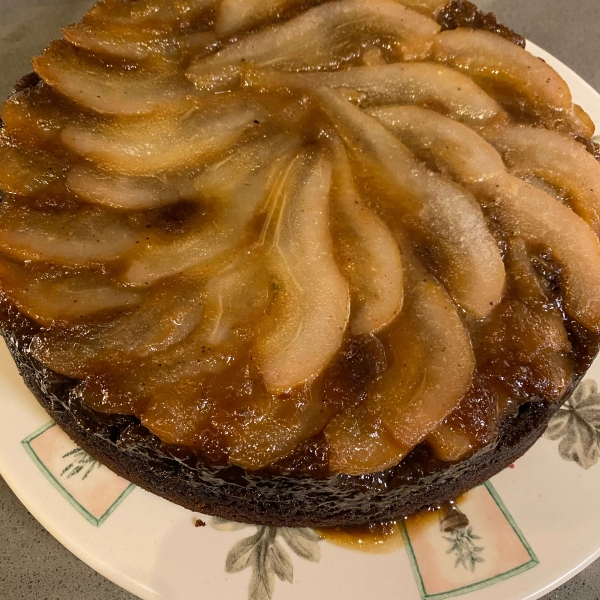 Upside Down Pear Gingerbread Cake