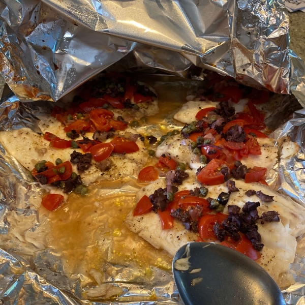 Grilled Tilapia with Tomato-Olive Tapenade