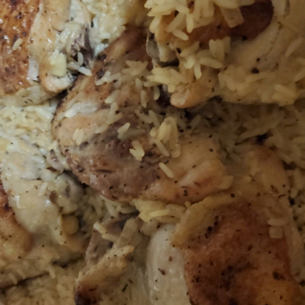 Baked Lemon-Pepper Chicken Thighs and Rice